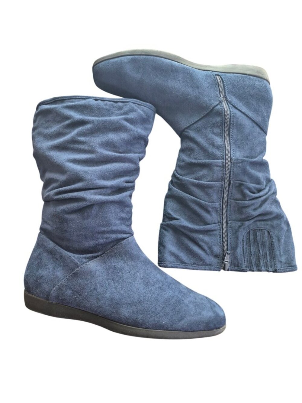 Comfortview Blue Slouchy Mid-Calf Boots Size 8